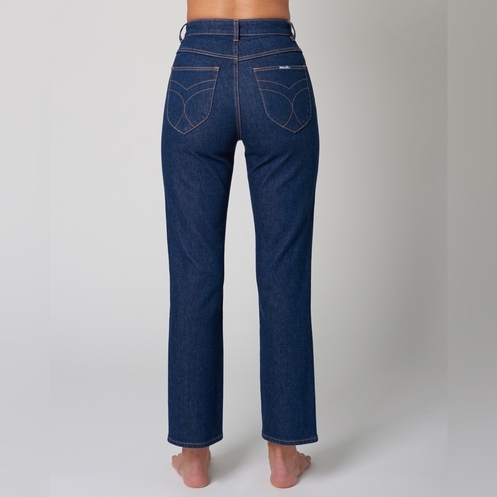 ROLLA'S Women's Straight Leg Jeans - Dark Blue